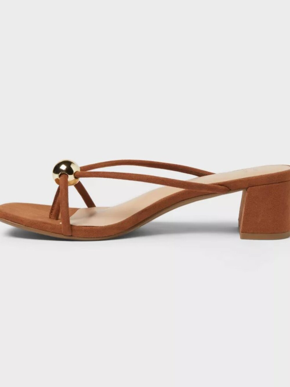 Women’s Pia Ornamented Thong Slide Heels - A New Day™ Cognac 8.5 - Picture 3 of 8